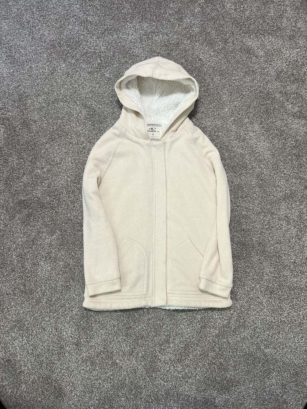 O'Neill Sherpa Lined Full-Zip Fleece Hoodie Jacket Cream NWT Women's M
